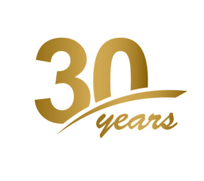 30 Years Anniversary elegant Gold Line Celebration Vector Template Design Illustration